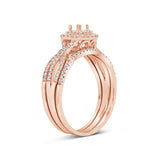 0.35ct 14k Rose Gold Diamond Semi-mount Ring for 0.20ct Center 3-pc