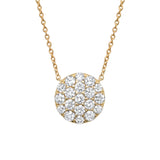 0.99ct 14k Yellow Gold Diamond Pave Circle Necklace