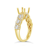 0.89ct 18k Yellow Gold Diamond Semi-mount Ring for 2.00ct Center