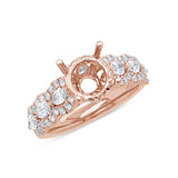 0.89ct 18k Rose Gold Diamond Semi-mount Ring for 2.00ct Center
