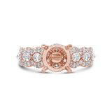 0.89ct 18k Rose Gold Diamond Semi-mount Ring for 2.00ct Center