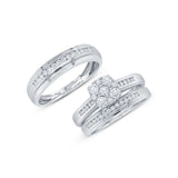 0.92ct 14k White Gold Diamond Trio Set Cluster