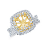 1.00ct 14k Two-tone Gold Diamond Semi-mount Ring For 7.2x7.2mm Center Size 8