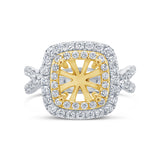 1.00ct 14k Two-tone Gold Diamond Semi-mount Ring For 7.2x7.2mm Center Size 8
