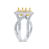 1.00ct 14k Two-tone Gold Diamond Semi-mount Ring For 7.2x7.2mm Center Size 8