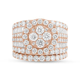 4.16ct 14k Rose Gold Diamond Cluster Lady's Ring 2-pc