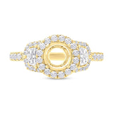 1.00ct 18k Yellow Gold Diamond Semi-mount Ring for 1.00ct Center