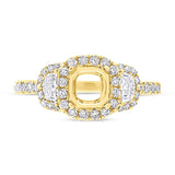 1.00ct 18k Yellow Gold Diamond Semi-mount Ring for 6x6mm Center