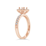 0.59ct 14k Rose Gold Diamond Semi-mount for 5x5mm Center