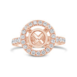 0.92ct 14k Rose Gold Diamond Semi-mount Ring for 2.00ct Center Size 4.5