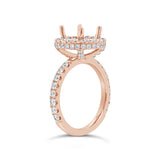 0.92ct 14k Rose Gold Diamond Semi-mount Ring for 2.00ct Center Size 4.5