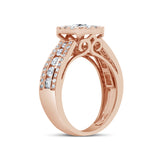 1.25ct 14k Rose Gold Diamond Cluster Engagement Ring