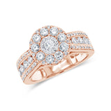 1.25ct 14k Rose Gold Diamond Cluster Engagement Ring Size 5