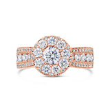 1.25ct 14k Rose Gold Diamond Cluster Engagement Ring Size 5