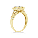 0.40ct 14k Yellow Gold Diamond Cluster Engagement Ring