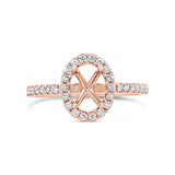 0.33ct 14k Rose Gold Diamond Semi-mount Ring for 7x5mm Oval Center