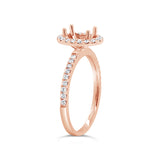 0.33ct 14k Rose Gold Diamond Semi-mount Ring for 7x5mm Oval Center