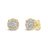 1.04ct 14k Yellow Gold Diamond Cluster Stud Earring