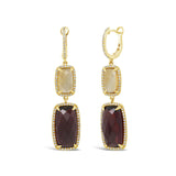 0.52ct Diamond & 20.70ct Garnet & Citrine 14k Yellow Gold Earring
