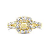 0.80ct 14k Yellow Gold Diamond Semi-mount for 0.40ct Center