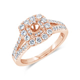 0.80ct 14k Rose Gold Diamond Semi-mount for 0.40ct Center