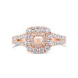 0.80ct 14k Rose Gold Diamond Semi-mount for 0.40ct Center