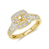 1.00ct 14k Yellow Gold Diamond Semi-mount Ring for 0.40ct Center