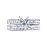 0.95ct 14k White Gold Diamond Baguette Semi-mount Ring 2-pc For 0.75ct Center