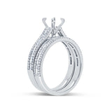 0.95ct 14k White Gold Diamond Baguette Semi-mount Ring 2-pc For 0.75ct Center