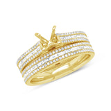 0.95ct 14k Yellow Gold Diamond Baguette Semi-mount Ring 2-pc For 0.75ct Center