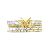 0.95ct 14k Yellow Gold Diamond Baguette Semi-mount Ring 2-pc For 0.75ct Center