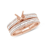 0.95ct 14k Rose Gold Diamond Baguette Semi-mount Ring 2-pc For 0.75ct Center