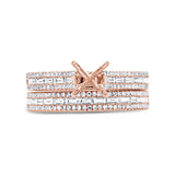 0.95ct 14k Rose Gold Diamond Baguette Semi-mount Ring 2-pc For 0.75ct Center