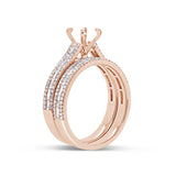 0.95ct 14k Rose Gold Diamond Baguette Semi-mount Ring 2-pc For 0.75ct Center