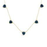 0.40ct Diamond & 6.94ct Blue Topaz 14k Yellow Gold Necklace