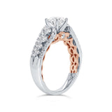 0.71ct 14k Two-tone Rose Gold Diamond Semi-mount Ring for 0.75ct Center