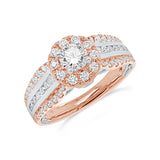 0.75ct 14k Two-tone Rose Gold Diamond Semi-mount Ring for 0.50ct Center
