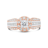 0.75ct 14k Two-tone Rose Gold Diamond Semi-mount Ring for 0.50ct Center
