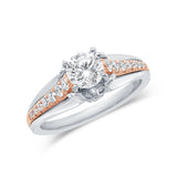 0.31ct 14k Two-tone Rose Gold Diamond Semi-mount Ring for 0.50ct Center
