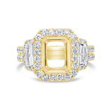 2.05ct 18k Yellow Gold Diamond Semi-mount Ring for 10x8mm Center