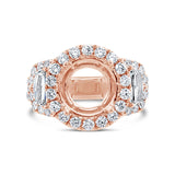2.30ct 18k Rose Gold Diamond Semi-mount Ring for 3.50ct Center