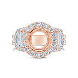 2.05ct 18k Rose Gold Diamond Semi-mount Ring for 2.50ct Center