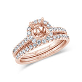 0.63ct 18k Rose Gold Diamond Semi-mount Ring 2-pc for 0.75ct Center
