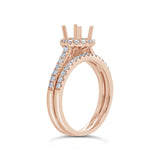 0.63ct 18k Rose Gold Diamond Semi-mount Ring 2-pc for 0.75ct Center
