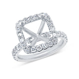 1.00ct 14k White Gold Diamond Semi-mount Ring for 9x9mm Center