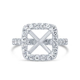 1.00ct 14k White Gold Diamond Semi-mount Ring for 9x9mm Center