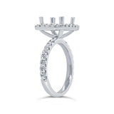 1.00ct 14k White Gold Diamond Semi-mount Ring for 9x9mm Center