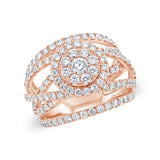 2.20ct 14k Rose Gold Diamond Cluster Lady's Ring