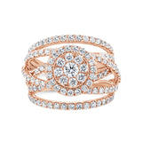 2.20ct 14k Rose Gold Diamond Cluster Lady's Ring