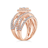 2.20ct 14k Rose Gold Diamond Cluster Lady's Ring
